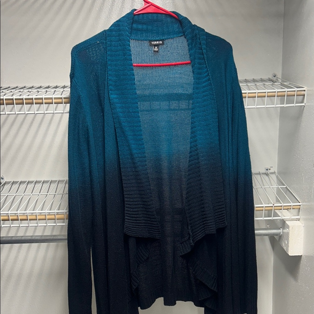 torrid Teal-to-Black Ombre Open-Front Cardigan